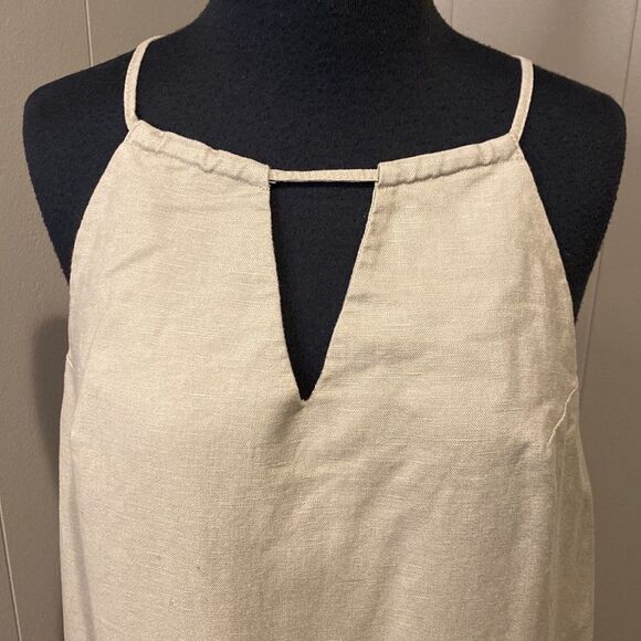 Reformation Small Beige Oatmeal Lindos Fringe Mini Linen Dress - Picture 3 of 8